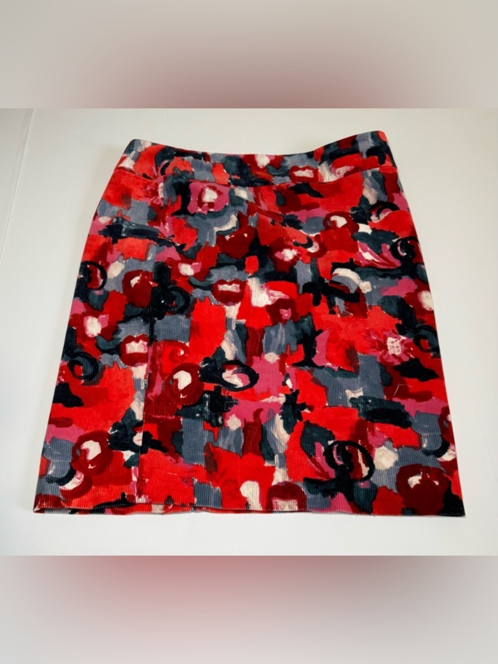 Anthropologie Vanessa Virginia "Painterly Floral" corduroy pencil skirt